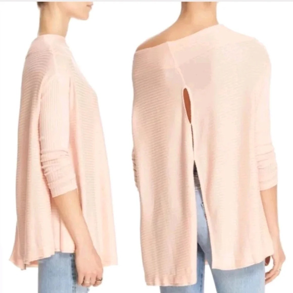 Free People Lover Pink Mock Neck Ribbed Sweater - Picture 5 of 8